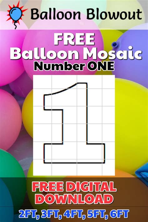 Balloon Mosaic Number Template Free Printable